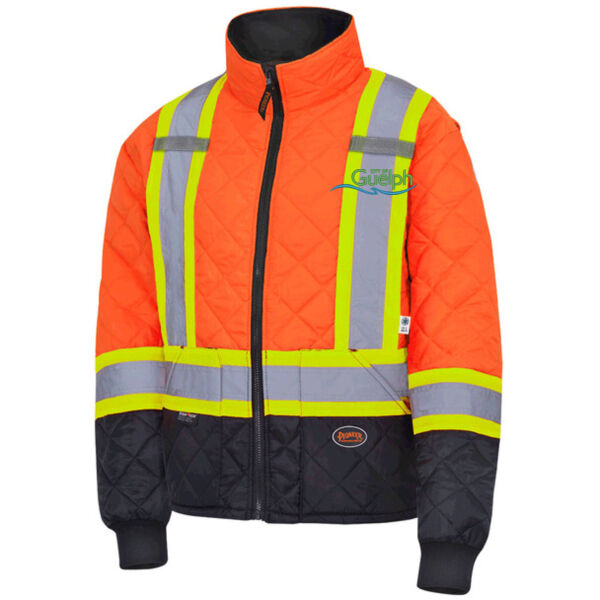 Embroidered Hi-viz Orange Quilted Freezer/Safety Jacket  Thumbnail