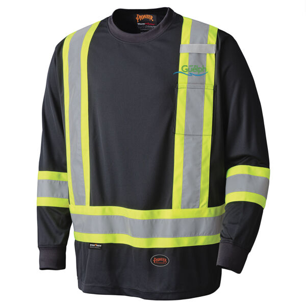 Embroidered Hi-Viz Safety Long-Sleeved Shirt: Bird's-Eye Poly  Thumbnail