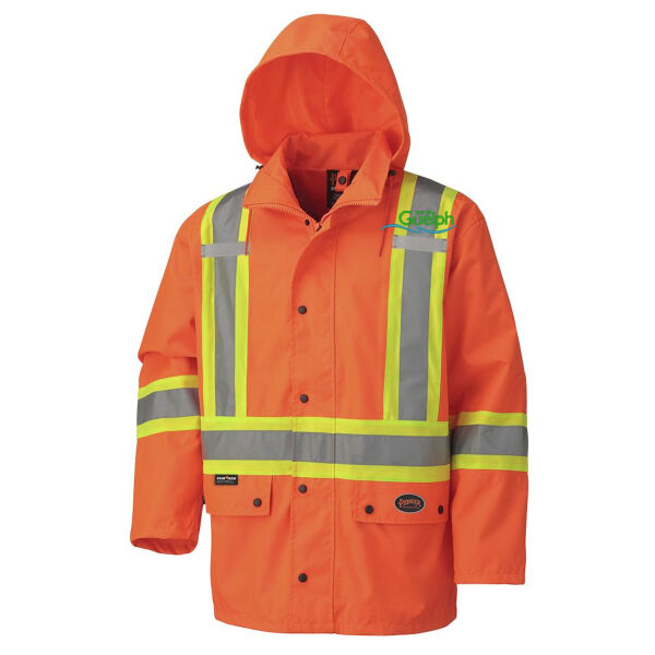 Embroidered Hi-Viz Orange 450D 100% Waterproof Jacket  Thumbnail