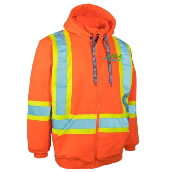 Embroidered Deluxe Hi Vis Safety Hoodie, Detachable Hood Thumbnail