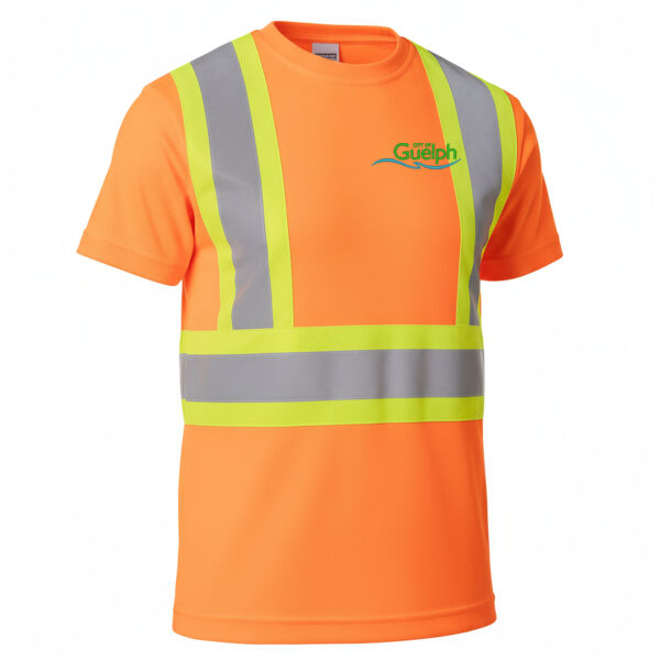 Embroidered Women's Hi Vis Crew Neck Short Sleeve Safety Tee Shirt with Chest Pocket Thumbnail